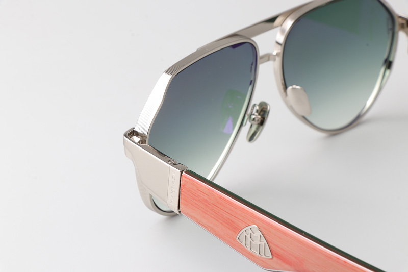 The King III Sunglasses Silver Red Gradient Green