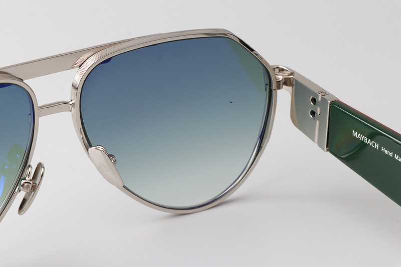 The King III Sunglasses Silver Red Gradient Green