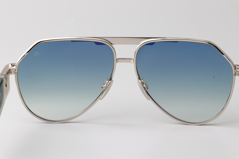 The King III Sunglasses Silver Red Gradient Green