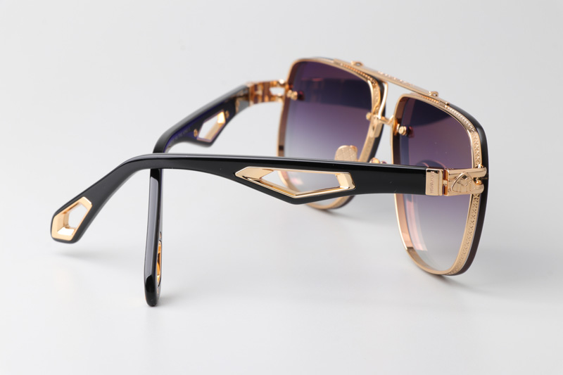 The King II Sunglasses Gold Black Gradient Gray