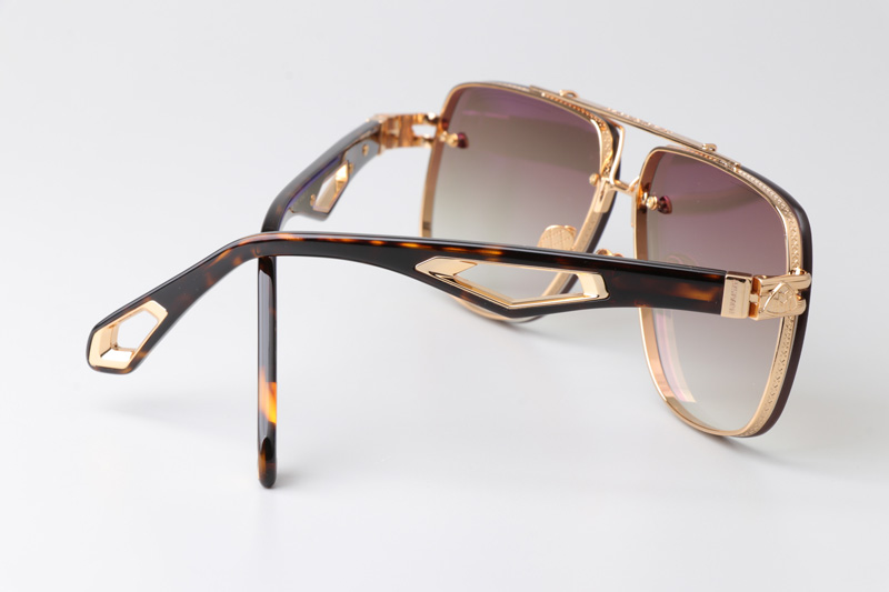 The King II Sunglasses Gold Tortoise Gradient Brown