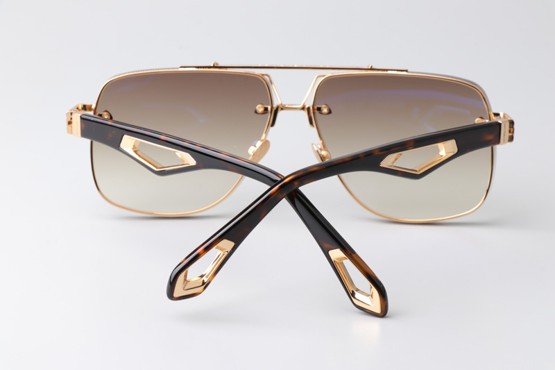 The King II Sunglasses Gold Tortoise Gradient Brown
