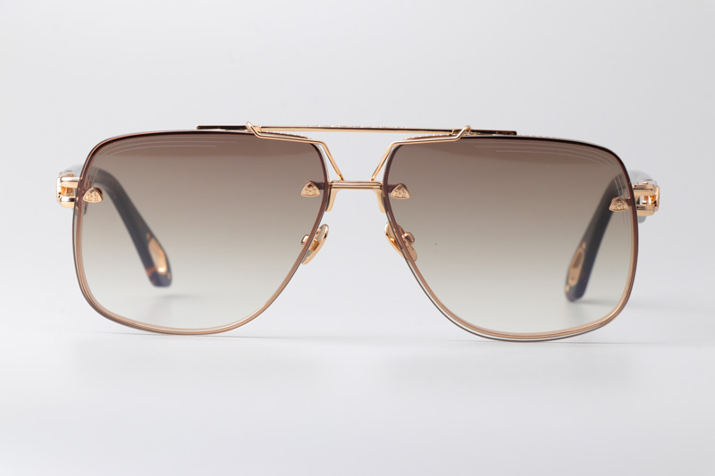 The King II Sunglasses Gold Tortoise Gradient Brown