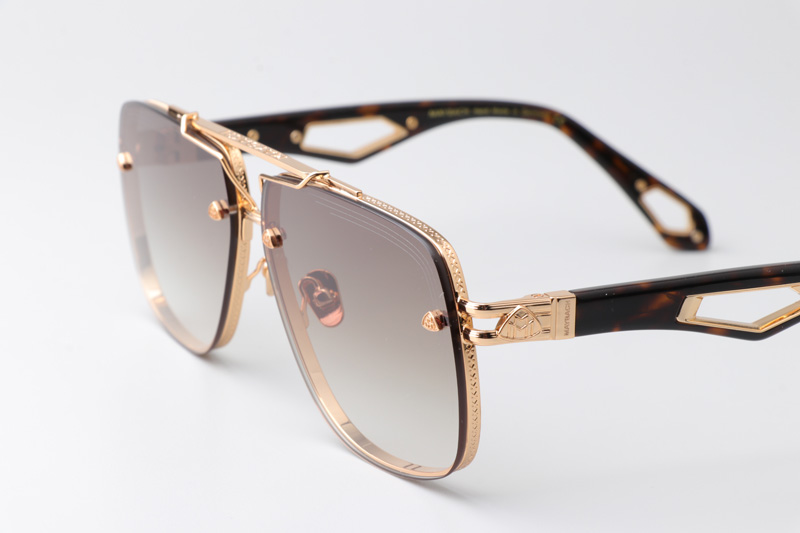 The King II Sunglasses Gold Tortoise Gradient Brown