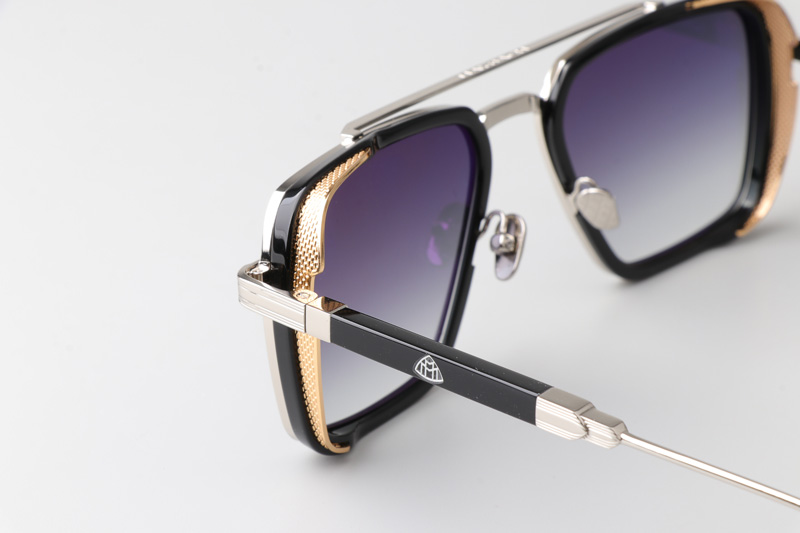 The Nean Sunglasses Silver Black Gradient Gray