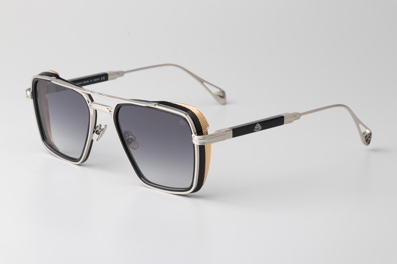 The Nean Sunglasses Silver Black Gradient Gray
