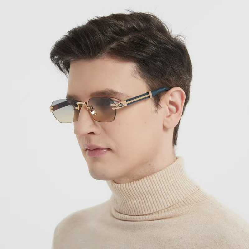 The Post Sunglasses Gold Blue Gradient Brown