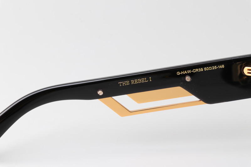 The Rebel I Sunglasses Black Gold Gradient Gray