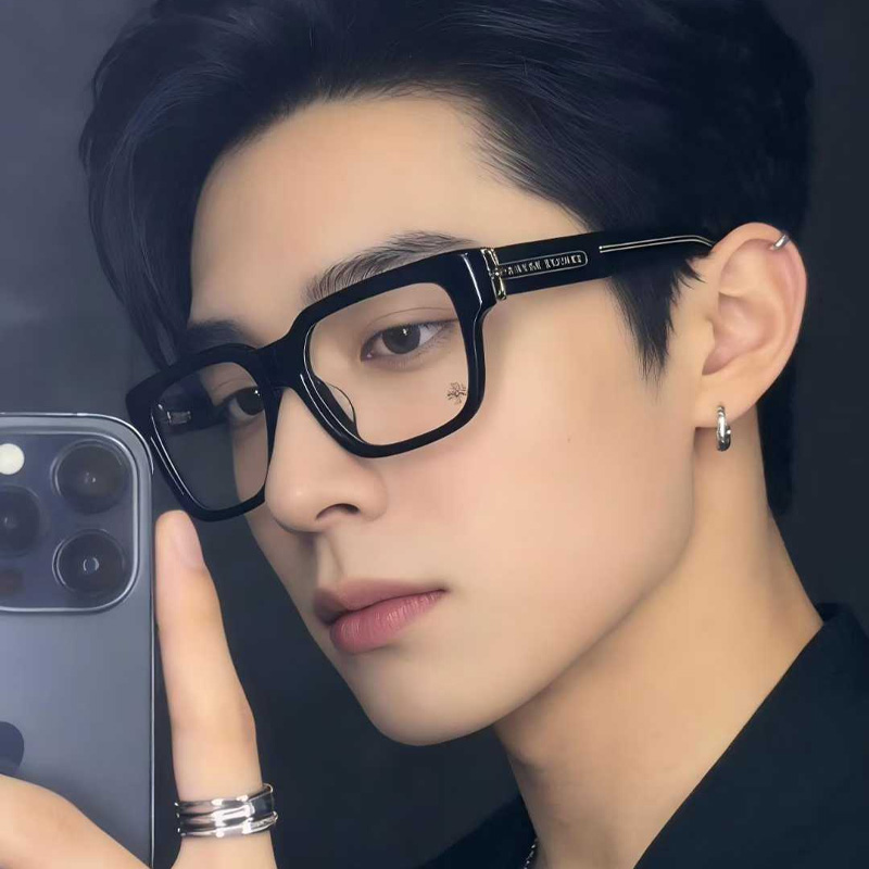 Thick Eyeglasses Black Silver