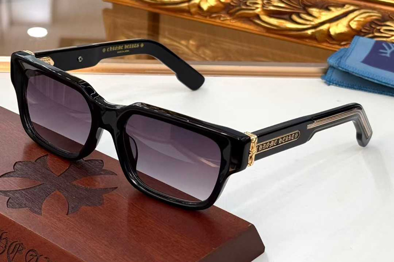 Thick Sunglasses Black Gold Gradient Gray