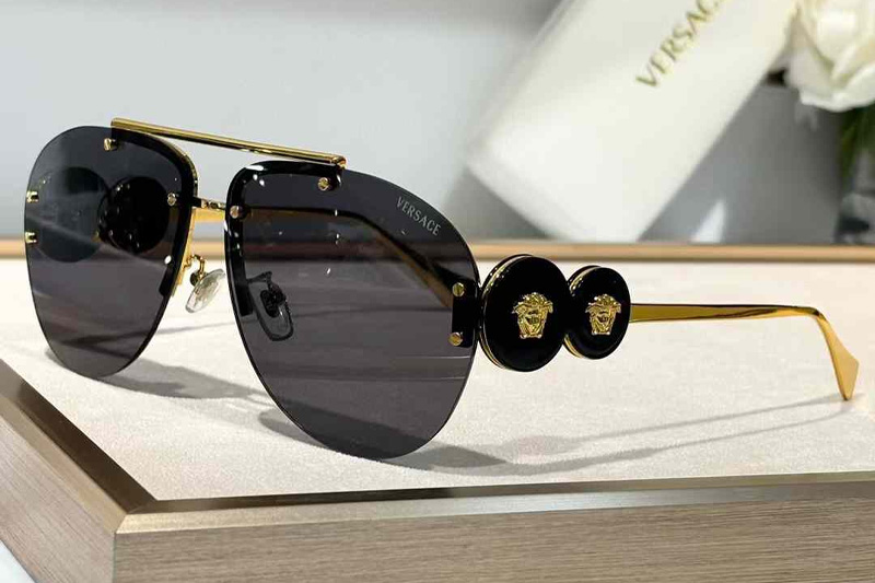 VE2250 Sunglasses Black Gold Gray