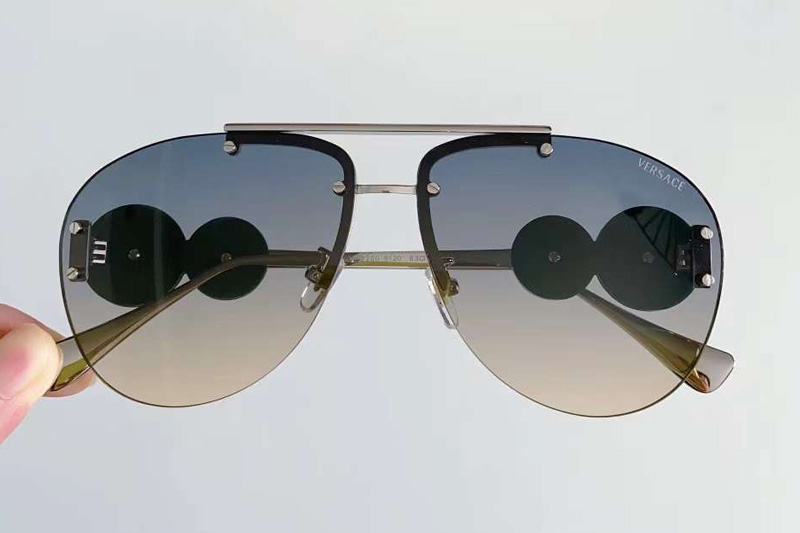 VE2250 Sunglasses Black Silver Gradient Brown