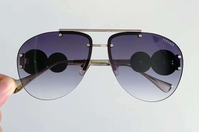 VE2250 Sunglasses Black Silver Gradient Gray