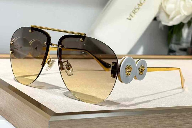 VE2250 Sunglasses White Gold Gradient Brown