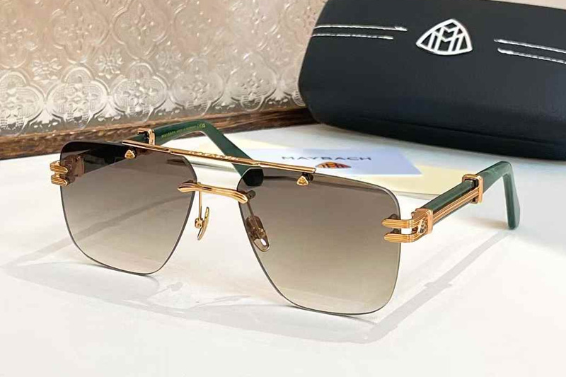 Z102 Sunglasses Gold Green Gradient Brown