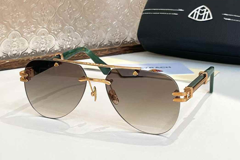 Z103 Sunglasses Gold Green Gradient Brown